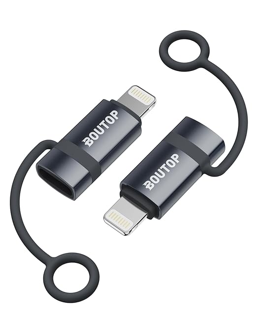 [MFi Certified] 36W USB C to Lightning Adapter (2 Pack) - Support PD Fast Charging/Data Sync, with Anti-Lost Silicone Holder for iPhone iPad AirPods, Reduces Cable Clutter