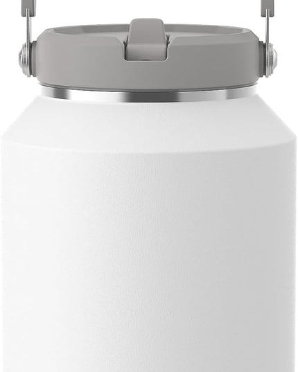 64 oz Insulated Water Bottle with Flip Straw, Vacuum Insulated Stainless Steel Jug with Top Handle, Leak-Proof Lid, Sweat-Free, Wide Mouth, Keeps Ice Cold up to 34 Hours