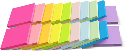 (20 Pads) Sticky Notes 3x3 in,Bright Colors Notepads,Colorful Stickies,Super Sticking Power,Memo Note Pads,Post on Windows Doors,Office,School,Strong Adhesive,Recyclable,Easy to Write on,Hold Well