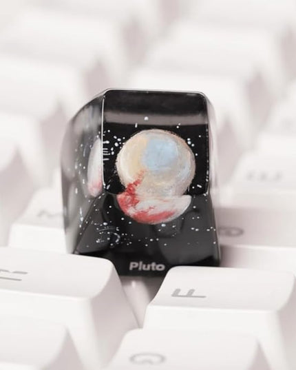 Pluto Planet Artisan Keycap R1 SA Profile Custom Solar System Planets Keycaps 1U ESC Handmade Resin Gaming Galaxy Key Cap Cherry MX Switch Compatible Mechanical Keyboard Space Lover Gift