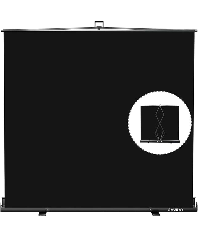 【Wider Style】 RAUBAY 78.7 x 82.7in Large Collapsible Black Backdrop Screen Portable Retractable Panel Photo Background with Stand for Video Conference, Photographic Studio, Streaming