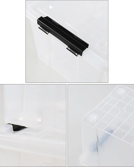40 Quart Large Plastic Storage Bins with Lids, Clear Storage Tote with Wheels, 4 Packs