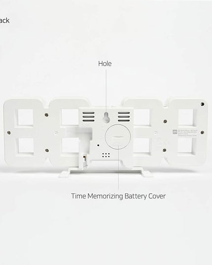 mooas 3D Pure Mini White LED Clock, Multi-Function LED Clock (Calendar, Alarm, Temperature) (8.5" White Table Alarm Clock)