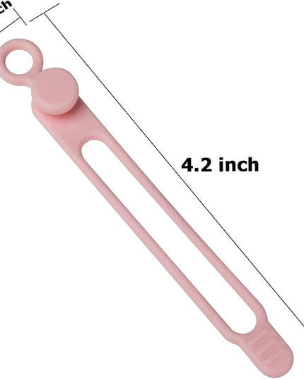 Nearockle 16Pcs Silicone Cable Straps Wire Organizer for Bundling Earphone, Phone Charger, Computer Cords, Reusable Cable Ties Cord Organizer in Home,Office,Kitchen,School(Pink)