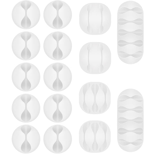 Shintop 16pcs Cable Clips for Organizing Nightstand Phone Chargers (White)