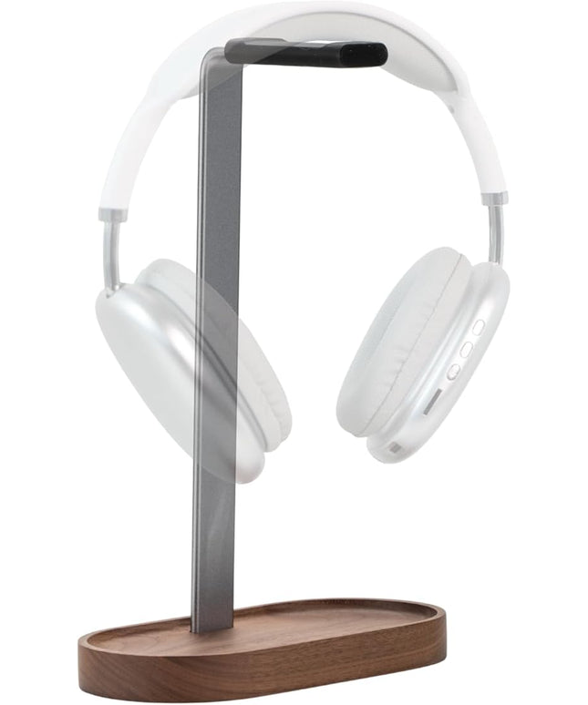 muso wood Headphone Stand & Desktop Headset Holder | Space-Saving Premium Solid Wood Storage Base for Gaming Headsets, AirPods Max, VR Gear – Modern Desktop/Workspace Essential