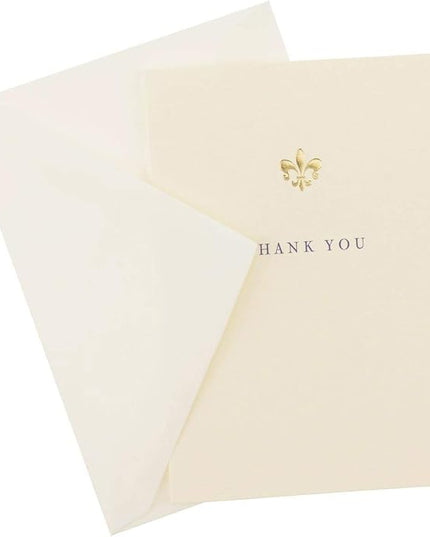 Graphique Fleur de Lis La Petite Presse Boxed Thank You Notes - 10 Embossed and Embellished Gold Foil Fleur de Lis Thank You Cards with Matching Envelopes, 3.25" x 4.75"