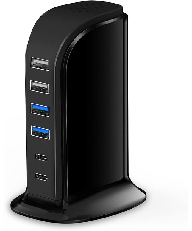 USB C Charger Block Upoy, Chargers for Multiple Devices Dual Type C 45W Total, 6 Ports USB Charging Station for iPhone, Ipad, Iwatch, Desk Accessories & Workspace Organizers