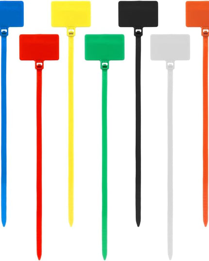 40 Pcs Plastic Tags With Zip Tie Nylon Universal Cable Tie Buckle Multi-Color Self Locking Nylon Writable Marker Ties Wraps Waterproof Shipping Tags Security Seals Label For Cabling
