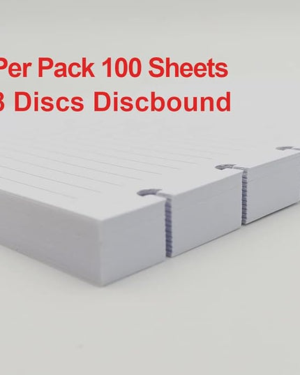(3 Pack) A5 TUL Discbound Lined Refill Paper, Junior Size 8 Disc Disbound Notebooks, 300Sheets/600Pages, 100gsm White Paper, 5.8'' x 8.2''