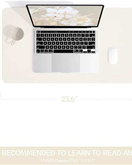 YSAGi Non-Slip Leather Desk Pad, Desk Matt for Desktop, Waterproof Laptop Computer Keyboard Mat, Table Protector Blotter Mat, Large Mouse Pad for Office/Work/Home/Decor(Cream, 23.6" x 13.7")