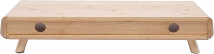 2-Tier Bamboo Monitor Stand Riser with Drawer, 24''L x 8''W x 4.5''H, Computer Monitor Riser Shelf for Desk for Laptop, Printer & Speaker, No Assembly Required, 110lbs Load Capacity