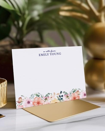 Personalized Floral Stationery Set, Personalized stationary for Women, Your Choice of Colors and Quantity