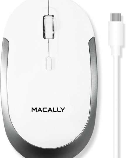 Macally Wired USB C Mouse for Mac & Windows - 3 Button & Scroll Wheel USB Type C Mouse - Comfortable Ambidextrous Design - Compact Wired Mouse with Optical Sensor & DPI Switch 800/1200/1600/2400
