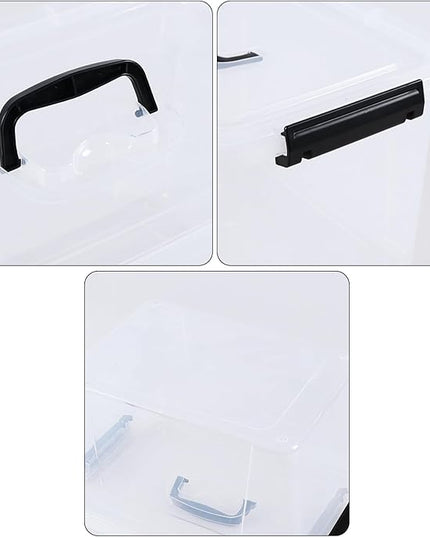 10 Quart Plastic Storage Bins with Lids and Handle, 4 Packs Clear Latching Box