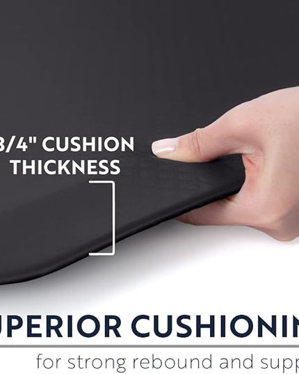 KANGAROO Thick Ergonomic Anti Fatigue Mats for Kitchen Floor, Cushioned Standing Office Desk Mat, Waterproof Scratch Resistant Topside, Supportive All Day Comfort Padded Foam Rugs, 20x32, Black