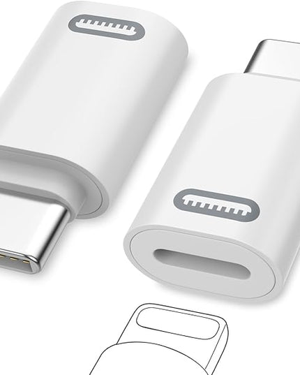 MoKo Lightning Female to USB C Male Adapter(Not for Earphone/Portable Storage Devices/iPencil) for iPhone 17 Air 16 15 Pro Max Plus, Galaxy, iPad - 2 Pack USB-C to Lightning Adapter ONLY for Charging