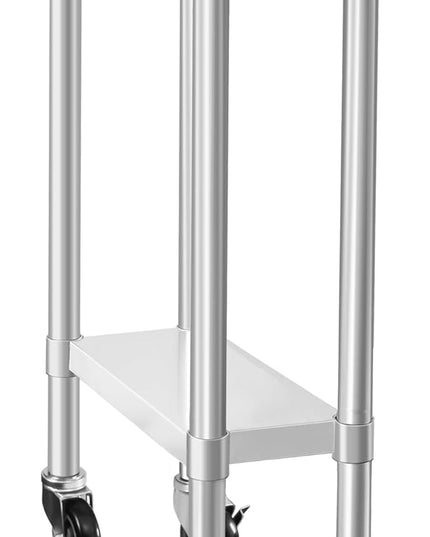 HARDURA Stainless Steel Commercial Work Table with Wheels Prep & Work Metal Table 24×12 Inches Heavy Duty NSF with Casters and 2" Backsplash