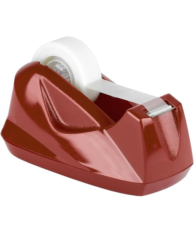 Acrimet Premium Desktop Tape Dispenser, Plastic, Non-Skid Base (Heavy Duty) (Red Color)