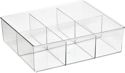 mDesign Plastic 6 Compartment Dresser Drawer Divided Organizer Bin for Scarves, Socks, Bras, Hair Ties, Belts, Underwear - Closet Shelf Storage Organization, Lumiere Collection, Clear