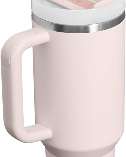 STANLEY Quencher H2.0 Tumbler with Handle and Straw 40 oz Flowstate 3-Position Lid Cup Holder Compatible for Travel Insulated Stainless Steel Cup BPA-Free Rose Quartz 2.0
