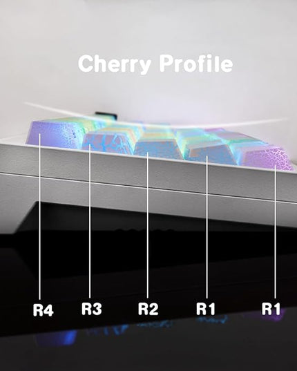 Tsungup Custom Keycaps, 123 Keys Ice Cracks Shine Through PBT Side Printed Keycaps 75 Percent,Cool White Keycap Set Cherry Profile Keyboard Key Caps for Cherry MX Mechanical Keyboards
