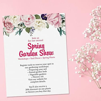 Current Victorian Rose Floral Letter Paper - Spring Stationery Papers With Decorative Rose Border, Printable Holiday, Wedding & Bridal Shower, & Invitation Sheets, Set of 25, 8 1/2" x 11"