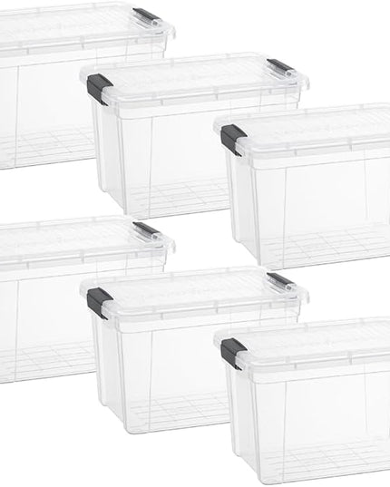 Superio Storage Bins with Lids- 6 Pack, 2.5 Qt Clear Boxes for Organizing, Stackable Plastic Containers- BPA Free, Non-Toxic, Odor Free, Organizer for Home, Office, Dorm