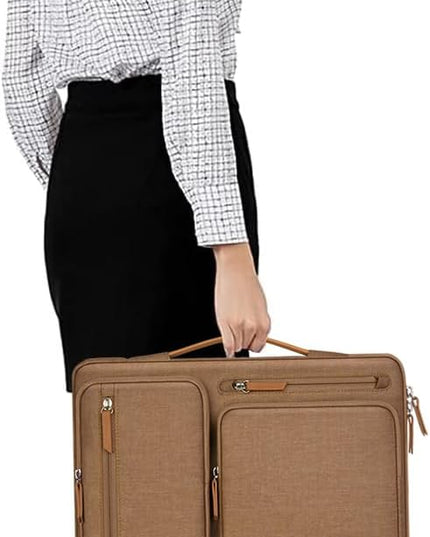 MOSISO 360 Protective Laptop Case 13.3 inch, 13-13.3 inch Laptop Sleeve Compatible with MacBook Air/Pro 13 / Pro 14,HP Dell Acer ASUS,Side Open Carrying Case with 4 Zipper Pockets&Handle, Mocha
