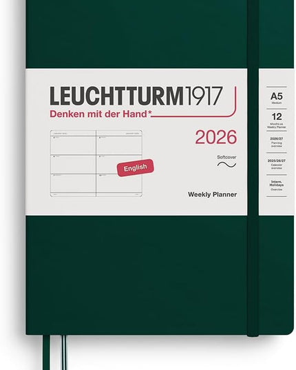 LEUCHTTURM1917 - Weekly Planner 2026, Softcover, Medium (A5), Forest Green (Jan 1 - Dec 31, 2026)