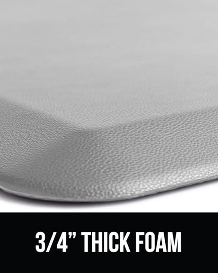 GORILLA GRIP Comfortable Cushioned Kitchen Mats for Floor, 48x20, Waterproof and Stain Resistant Soft Top, 3/4 Inch Thick Ergonomic Standing Desk Anti Fatigue Mat, Foam Supports Feet, Light Gray