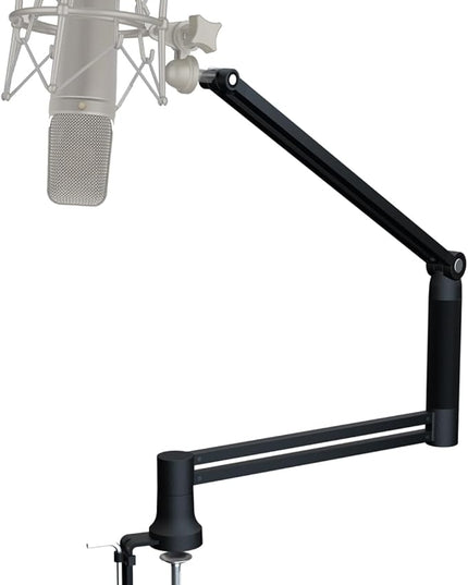 mic Boom Arm Low Profile Adjustable Stick Microphone Arm Stand with Desk Mount Clamp Screw Adapter Cable Management,for Audio-Technica shure sm58 beta58 sm7b blue yeti