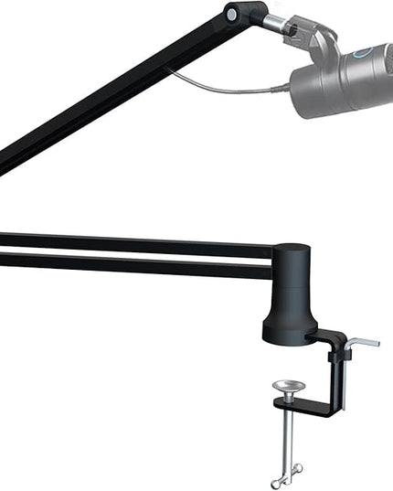 mic Boom Arm Low Profile Adjustable Stick Microphone Arm Stand with Desk Mount Clamp Screw Adapter Cable Management,for Audio-Technica shure sm58 beta58 sm7b blue yeti