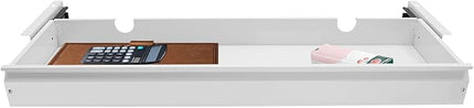 FFanhia 30 Inch Under Desk Mounted Sliding Pull-out Drawer Storage for Sit Stand Workstation Office(Applicable Table Thickness: 0.79in) White