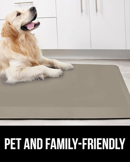 GORILLA GRIP Comfortable Cushioned Kitchen Mats for Floor, 48x20, Waterproof and Stain Resistant Soft Top, 3/4 Inch Thick Ergonomic Standing Desk Anti Fatigue Mat, Foam Supports Ankles and Feet, Taupe