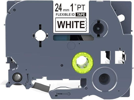 1PK Black on White Flexible ID Cable and Wire Label Tape Compatible for Brother P-Touch TZe-FX251 TZ FX251 Tze FX251(24mm x 8m)