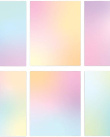 Pastel Gradient Paper Stationery, Aesthetic Paper 8.5 x 11 Inches, 60 Sheets, Colorful Writing Paper, Pretty Stationary Paper, Decorative Scrapbook Paper