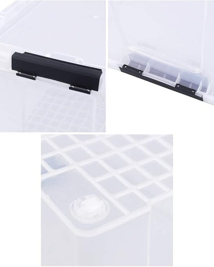 40 Quart Clear Plastic Storage Box with Lid and Wheels, Large Storage Bin, 4 Packs