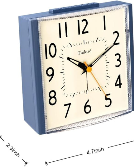 Tinload 4.7" Large Vintage Retro Analog Alarm Clock, Super Silent Non Ticking Clock with Manual Light, Snooze, Battery Operated, Simply Design, for Living Room, Bedroom, Bedside, Desk, Gift Clock