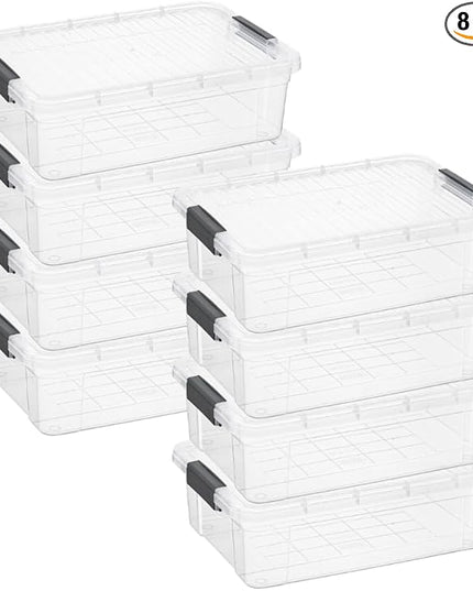 Superio Storage Bins with Lids, Clear Plastic Containers for Organizing, Stackable Totes, BPA Free, Odor Free, Organizer Boxes for Home, and Dorm (8 Pack, 22.75 Qt)