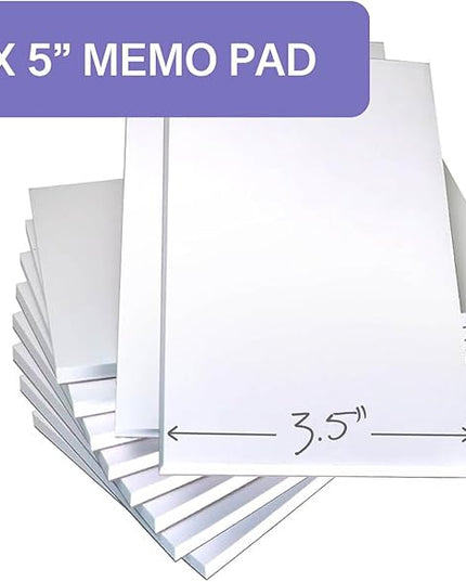 NextDayLabels Note Pads - 10 Pack of 50 Sheet Pads (3 x 5 Inches, White, Minimalist Style)
