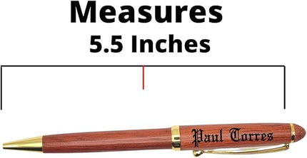 LAS VILLAS DESIGNS Personalized Wooden Ballpoint Pen with Personalized Case | Rosewood | Fully Customizable | Gift for graduations, birthdays, weddings, for him and for her (Pen w/Case)