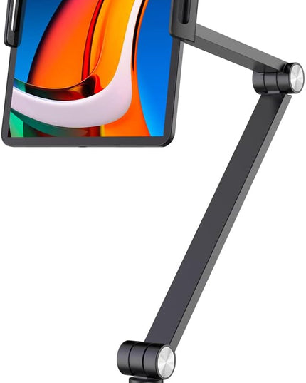 BEWISER iPad Desk Mount, Tablet Stand Holder for Desk or Bed,Rotate 360 Degrees of Flexible, Height and Angle Adjustable, Aluminium Alloy Arm Clamp Mount Compatible with4.7-15.6" Screen (Space Gray)
