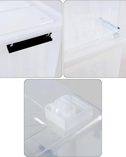 50 Quart Large Plastic Storage Box with Wheels, Latching Box with Lid, Wheeled Storage Bin, 4 Packs