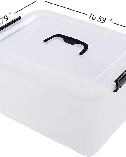 5 Liter Clear Storage Box, 4-Pack Plastic Latching Box with Lid