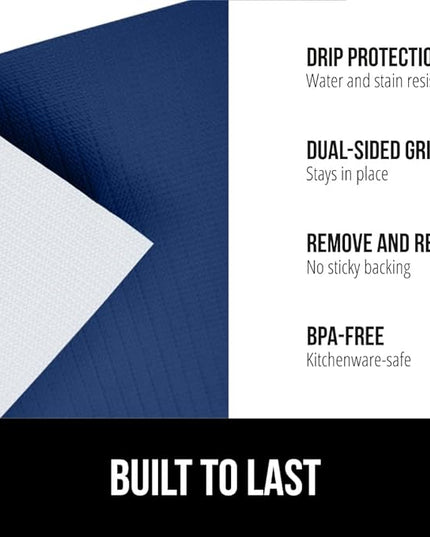 GORILLA GRIP DripGuard Shelf Liner, Non Adhesive Drawer and Kitchen Cabinet Protector, 24x240 Inch, Slip Resistant BPA Free Smooth Surface Plastic Liners for Cabinets, Bathrooms, Closets, Navy Blue