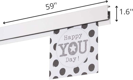 STAS Papergrip - Hanging Pictures Without Nails - Artwork Display - Paper/Magazine Holder for Wall - White Bulletin Bar 59 inch (150cm) - Photo Rail System – Kids Art Display for Wall