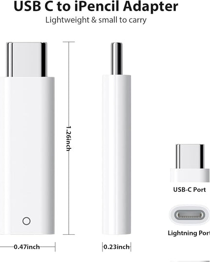 USB C Pencil Adapter for Apple Pencil 1st Generation, USB-C to for Lightning Pencils Charger Adapter Compatible with iPad 10th Gen, Type-C iPencil Dongle Connector Pair for iPad 10 to iPencil 1, 2Pcs