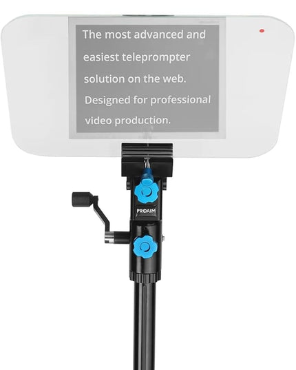 PROAIM Professional Speech Teleprompter with Telescopic Conference Stand & 60/40 Beam Splitter Glass Fits up to 17” Tablets, Laptops & Monitors. for Conferences, News, Film Production. (TP-SPH-01)