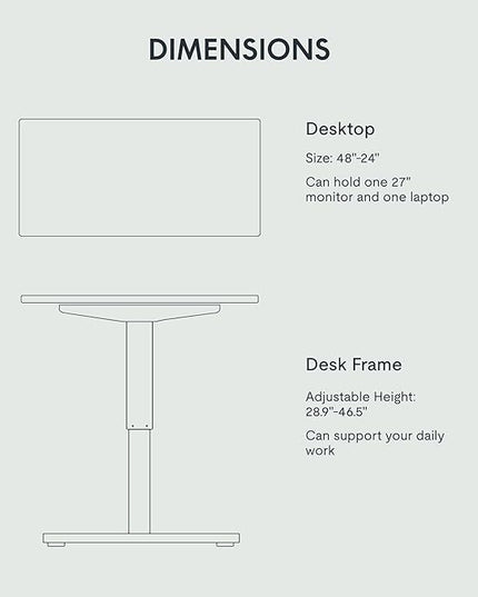 FLEXISPOT EN1 One-Piece Standing Desk, 48"x24" Seamless Desktop Electric Height Adjustable for Home Office, Study Rooms & Multi-Device Workstations, Black